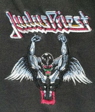 Vintage Judas Priest Embroidered Painkiller Sweatshirt From 1991.  Rob Halford