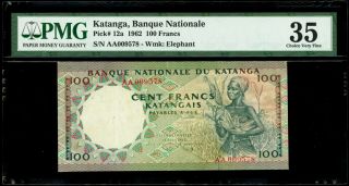 Katanga,  Banque Nationale,  100 Francs,  18 - 5 - 1962,  Pmg Choice Vf 35,  Scwpm - 12a