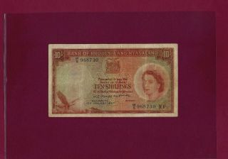 Rhodesia And Nyasaland 10 Shillings 1957 P - 20 Vf Key Date