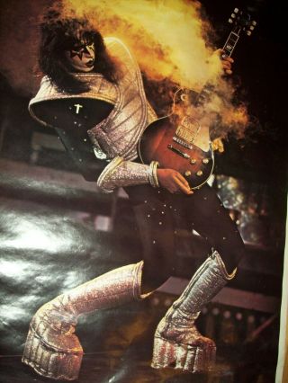 Ace Frehley Kiss 1977 Aucoin Smoking Guitar Poster Vintage Solo Alive Ii Rare Lp