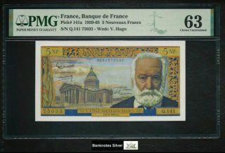 France 1959 - 65 Unc 5 Nouveaux Francs Banknote P 141a - Pmg 63