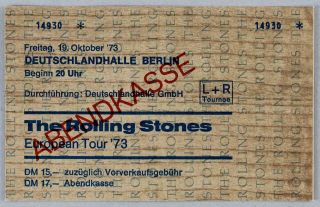Rolling Stones - Rare Vintage Berlin 1973 Full Concert Ticket