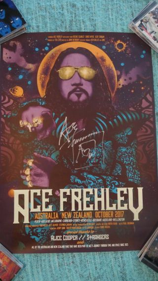 Kiss - Ace Frehley Signed Australia Zealand 2017 Litho Poster Autographed