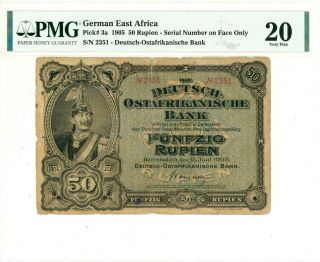 German East Africa 50 Rupien Currency Banknote 1905 Pmg 20 Vf