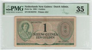 Netherlands Guinea 1 Gulden 1950 Indies Pick 4 Indonesia Pmg Choice Vf 35
