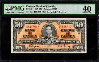 1937 Bank Of Canada $50 Banknote,  Coyne/towers,  Pmg Ef 40