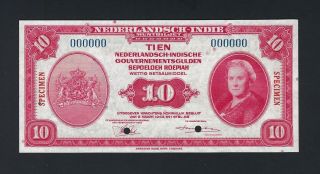 Netherlands Indies 10 Gulden 1943 P114s Specimen Uncirculated