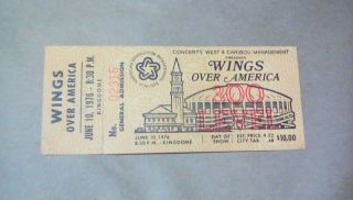 Wings Paul Mccartney Wings Over America Ticket Stub June 10,  1976 Kingdome 02316