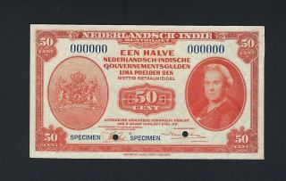 Netherlands Indies 1/2 Gulden 1943 P110s Specimen Aunc - Unc