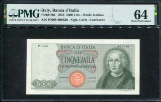 Italy 1964 - 1970,  5000 Lire,  P98c,  Pmg 64 Unc