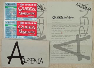 Queen Freddie Mercury 2 Tickets And Itinerary From 1986 Magic Tour Cologne Koln