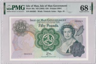 Man P 39a Nd (1983) Isle Of Man 50 Pounds Queen Elizabeth Ii Pmg 68q None Finer
