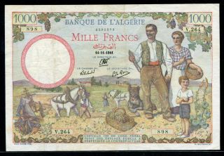 Algeria 1941,  1000 Francs,  P86,  Vf