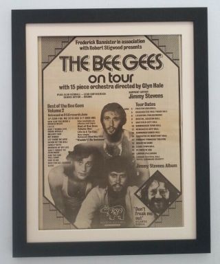 Bee Gees On Tour 1973 Rare Poster Ad Quality Framed Fast World Ship