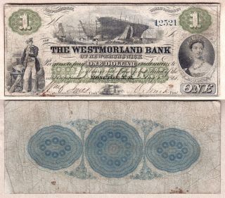 1861 $1 Westmorland Bank Of Brunswick; Charlton 800 - 12 - 02a Fine