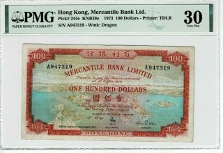 Hong Kong P 244e 1973 100 Dollars Pmg 30 Very Fine