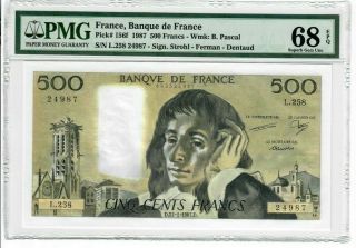 France 500 Francs 1987 Pick 156f Pmg Unc 68 Epq