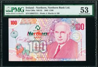 Northern Ireland Northern Bank Limited 100 Pounds 19.  1.  2005 Pick 209a Pmg About