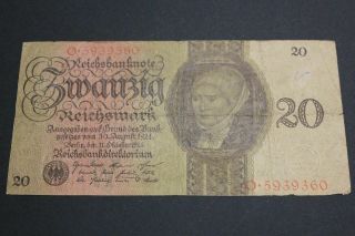 Germany 1924 20 Reichsmark Alemania Banknote Pick 176