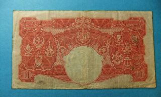 1941 Board of Commissionaires of Currency MALAYA 10 DOLLAR Note - VF 2