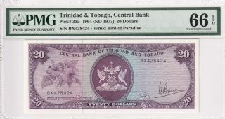 1964 Trinidad&tobago 20 Dollars P - 33a Pmg 66 Epq Gem Unc