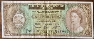 Belize,  The Government Of Belize 20 Dollars,  1976,  Qeii,  P - 37