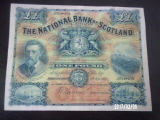 Scotland The National Bank 1 Pound 1917 P - 248 Vf,