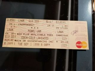 Pearl Jam & Mudhoney Binaural Tour 1998 Atlanta Ticket Stub Lakewood Theatre