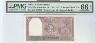 Reseerve Bank Of India 2 Rupees (1937),  Pmg - 66 Gem Unc Epq