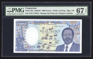 Cameroun 1000 Francs 1988 P26a Pmg Gem Uncirculated 67 Epq