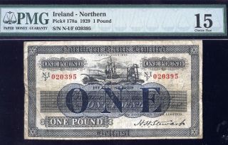 Ireland Northern Bank Limited One Pound 1929 Graded As Pmg 15
