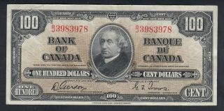 1937 Bank Of Canada 100 Dollars Bank Note - Gordon