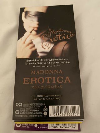 Madonna Erotica Japan 3” Cd Single Unsnapped