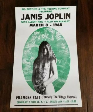 March 8 1968 Janis Joplin Big Brother & The Holding Co.  Fillmore Concert Poster