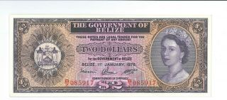 Belize Government Of Belize 2 Dollars 1.  1.  1976 Britain P34