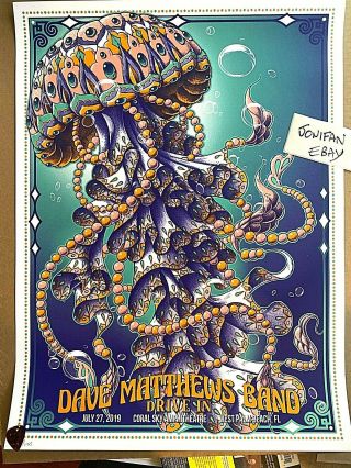 Dave Matthews Drive In West Palm Beach Fl 2019 Se Screen Print Poster Bioworkz