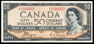 1954 Bank Of Canada $50 Devil Face Note - Vf - Coyne Towers - 1243352 Cb31