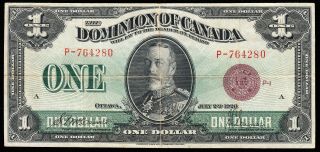 1923 Dominion Of Canada $1.  00 Note - Vf - Bronze Seal Group 1 - P764280 Cc35