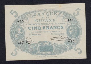 French Guiana 5 Francs L.  1901 (1947) Pick 1e Vf, .