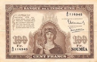 Caledonia 100 Francs Nd.  1942 P 44 Series A/0 Circulated Banknote
