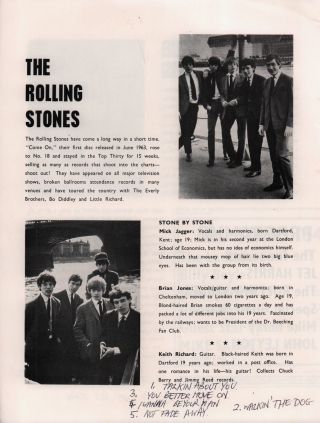 ROLLING STONES 1964 U.  K.  ALL STARS TOUR CONCERT PROGRAM BOOK / BRIAN JONES 2