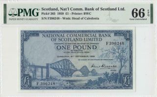 1959 National Bank Of Scotland 1 Pound 396248 Rare ( (pmg 66 Epq))