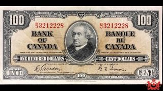 1937 Bank Of Canada 100$ Gordon/tower B/j3212228 - Vf/ef -