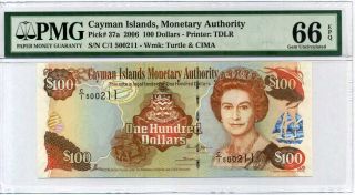 Cayman Islands 100 Dollars 2006 P 37 Gem Unc Pmg 66 Epq
