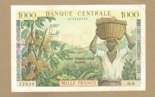 Cameroun: 1000 Francs Banknote,  (vf),  P - 7,  Scarce,  1961,