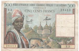French Equatorial Africa 500 Francs 1957 P - 33 Rare