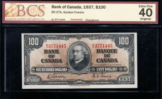 1937 Bank Of Canada $100 Note - Bcs Ef - 40 - Gordon Towers - B/j 3771445 - Cb28