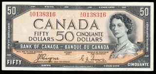 1954 Bank Of Canada $50 Devil Face Note - Vf - Coyne Towers - 0138316 Cb32