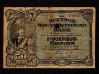 German East Africa:p - 3b,  50 Rupien,  1905 Emperor Wilhelm Ii Vg Nr