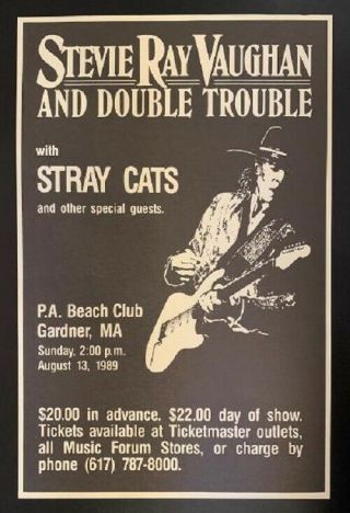 Stevie Ray Vaughan Concert Poster 1989 Stray Cats